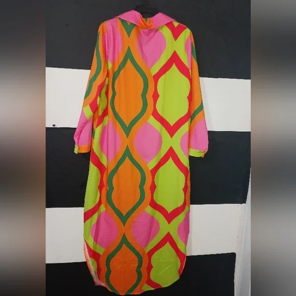 NEW Women Multicolor casual buttoned maxi dress - Picture 9 of 13